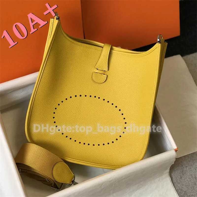 Lederen zak Handgemaakte High-end Tote Handtas Kwaliteit Top Authentieke privé Togo Epsom Aanpassing Soft Designer Wear-resistente 28 cm mini 18 cm oranje doos