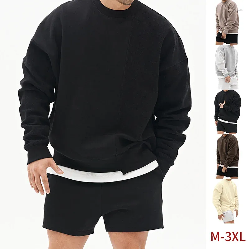 Bluzy męskie 2023 Spring Autumn Silny kolor SWEAT Koreańska modna marka okrągła szyja okrążona długi płaszcz sportowy