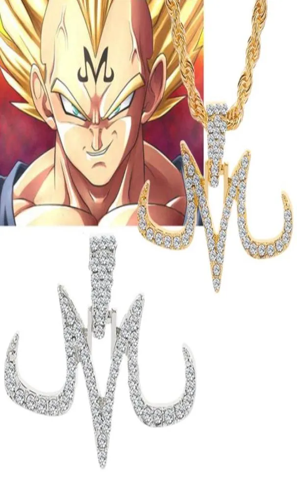 Hip Hop Iced Out Majin Hanger Ketting Ketting Punk Micro Pave Zirkoon Buu Tatoeages Marks M Sieraden Gift Necklaces1952128