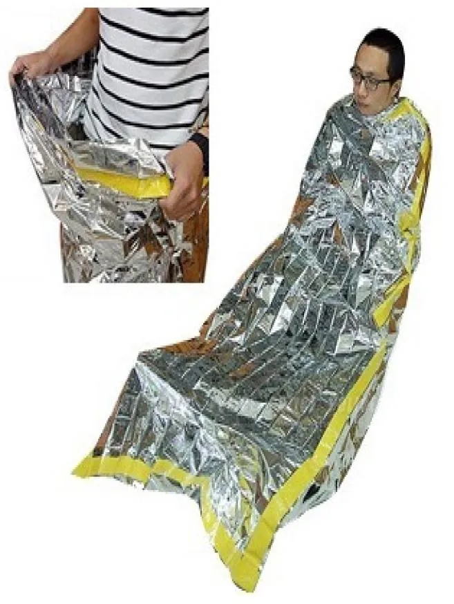 Sobrevivência de emergência mylar térmico reflexivo tempo frio abrigo tubo tenda saco de dormir de emergência kit2630850