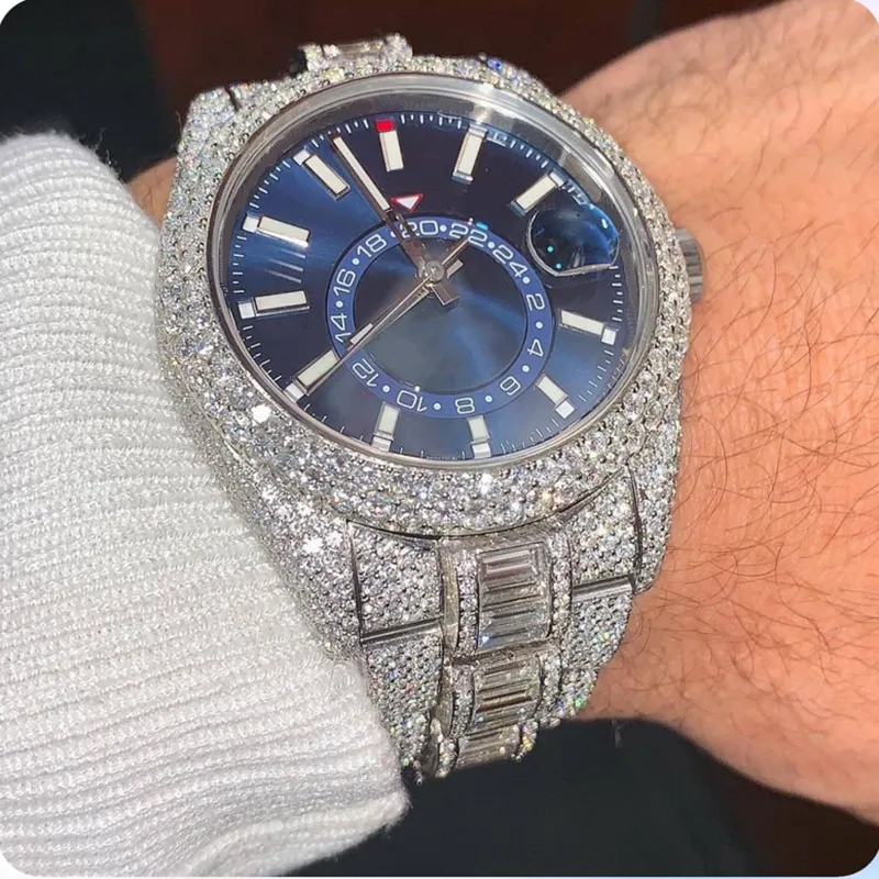 Часы ручной работы с бриллиантами Мужские часы Автоматический механический механизм 41 мм со стальным браслетом с бриллиантами Женские сапфировые наручные часы Montre de Luxe
