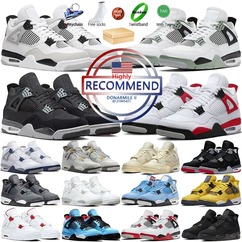 basketbal 4 schoenen maat US 13 zwarte kat sneaker jD4 sport katten rode donder universiteit blauwe militaire kaws Oreo mannen ontwerper qinmin123 miui Tony verkoop sneakers