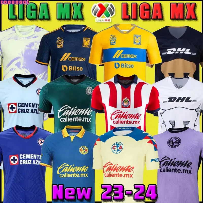 23 24 Club America Cruz Azul Soccer Jersey 2023 2024 Guadalajara Chivas Tijuana Unam Tigres Atlas Home Away Thirid Liga Football Shirts CF Pachuca Mexico Monterrey