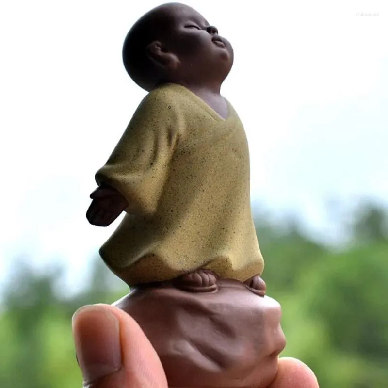 Figuras Decorativas Cerámica Pequeña Estatua Linda De Buda Estatuilla De Monje Manualidades Creativas para Bebés Muñecas Adornos Regalo Artes Delicadas Clásicas