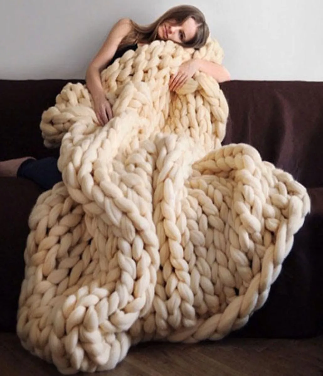Couverture en laine de 6 cm d'épaisseur couvertures tricotées à la chaleur colorées à la main couverture de canapé chaude en fil de laine tissé plusieurs couleurs et tailles maison 1537710