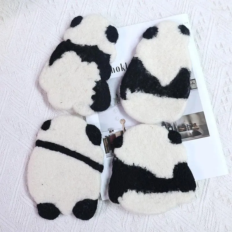 Placemats Leuke Panda Wolvilt Thee Handgemaakte Anti-verbranding Water Cup Mat Pad Placemat Voor Keuken Decoratie