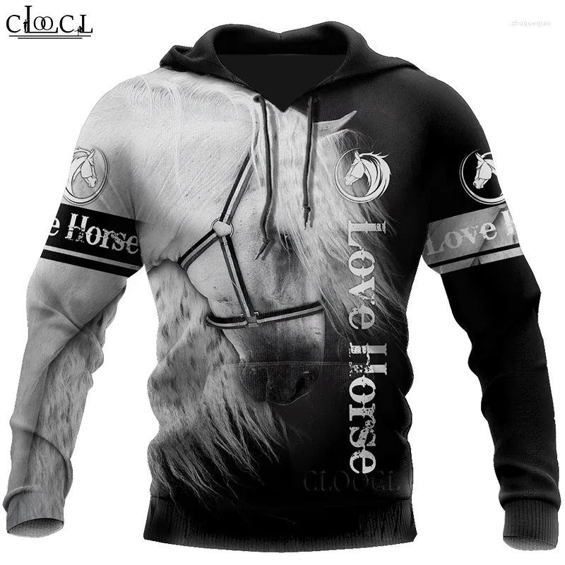 Felpe con cappuccio da uomo HX Est Animal Horse Felpa con cappuccio con stampa 3D Uomo Donna Tuta Autunno Pullover a maniche lunghe Moda Top Drop