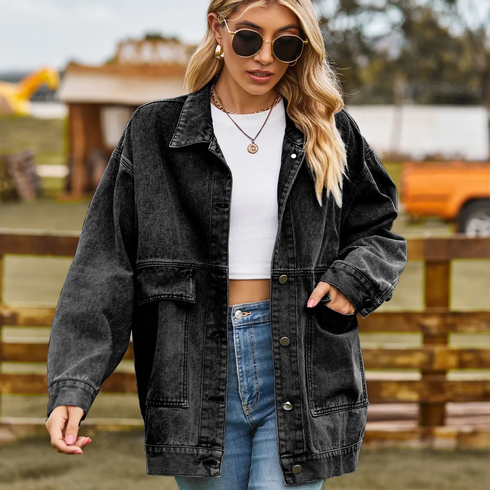 Autumn Womens Long Sleeve Denim Jacket Fashion Loose Versatile Mid Length Jeans Coat Casual Clothing S 2XL 231229 From Jia04 72.7 DHgate.Com