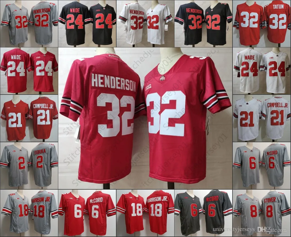 Ohio State Buckeyes Football Jersey 32 Treveyon Henderson Tatum 21 Campbell Jr 18 Marvin Harrison Jr 8 Cade Stover 6 Kyle McCord 24 Wade