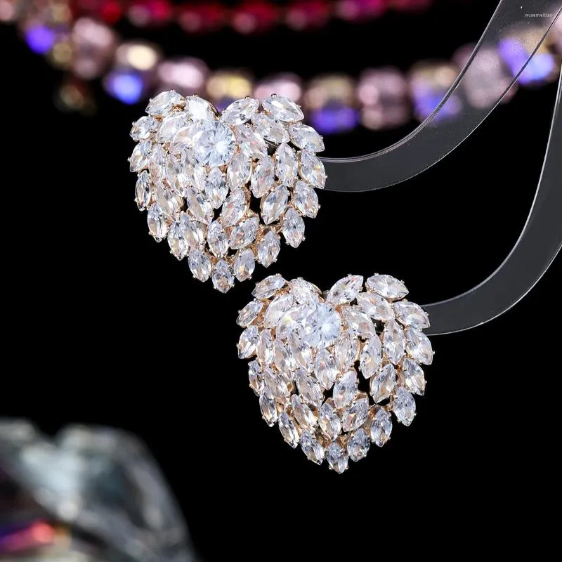 Boucles d'oreilles tendance coréenne en cuivre et Zircon, bijoux de luxe pour Banquet de mariage, breloque pour femmes, accessoires de mode, cadeau, 2023