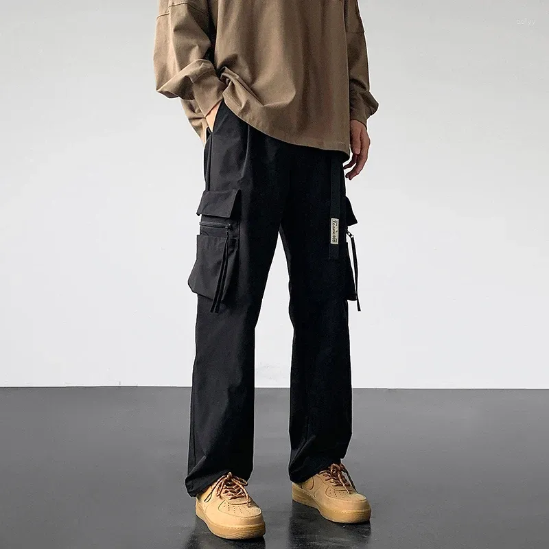 Pantaloni da uomo KAPments Uomo Moda coreana Pantaloni sportivi tattici Casual Pantaloni neri impilati Y2k Streetwear Tasche impermeabili Palestra Cargo