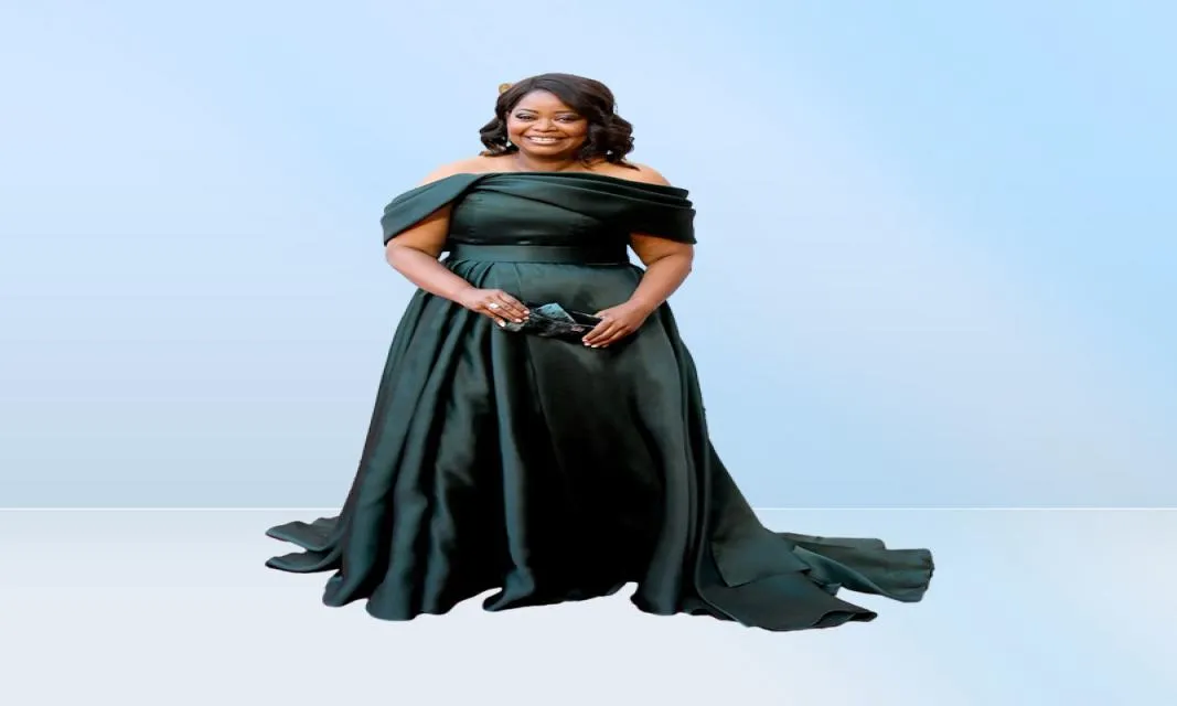 Vert foncé 2019 grande taille robes de bal sexy hors épaule robe de soirée longueur de plancher formelle robe d'invité robes de tapis rouge6405762