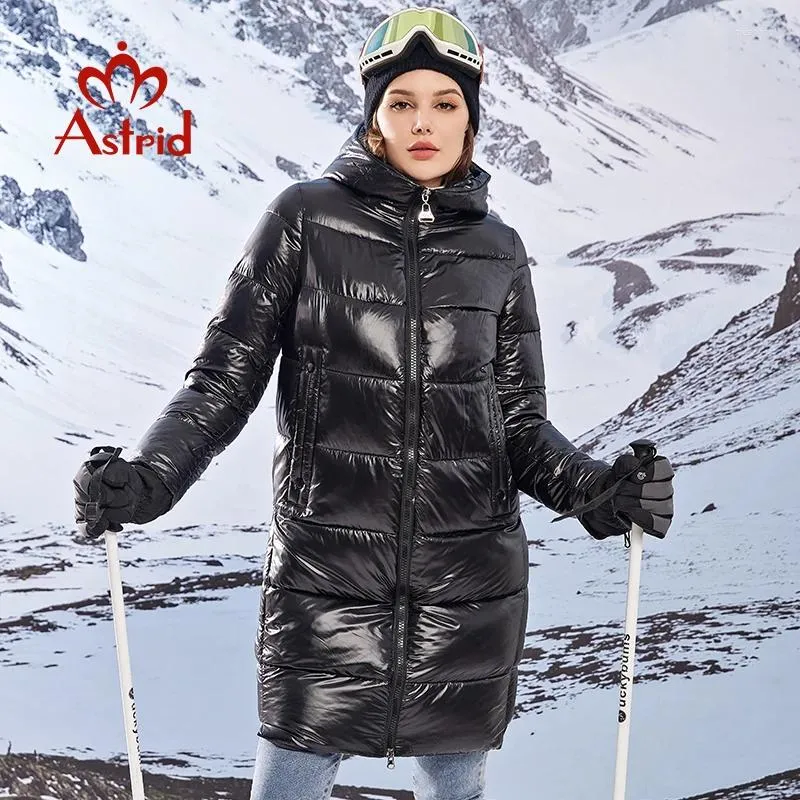 Casacos de Trench das Mulheres Astrid 2023 Jaqueta de Inverno Mulheres Parkas Feminino com Zíper Com Capuz Moda Estilo Macio Quente Longo para Alta Qualidade