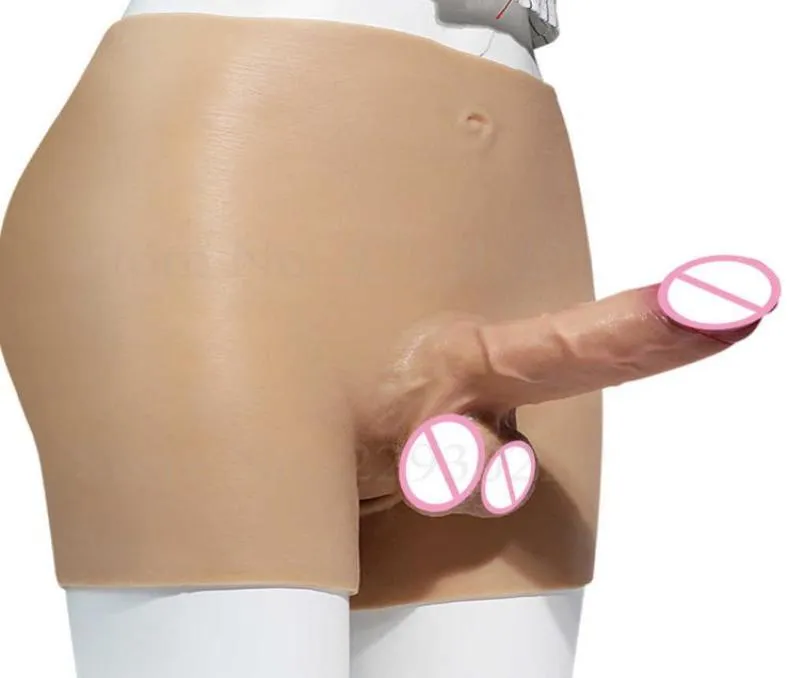 Strapon in silicone Mutandine elastiche con cinturino in silicone Dildo realistico Indossare pantaloni Dispositivo di masturbazione per donna Cintura lesbica sul pene Giocattolo del sesso 216809715