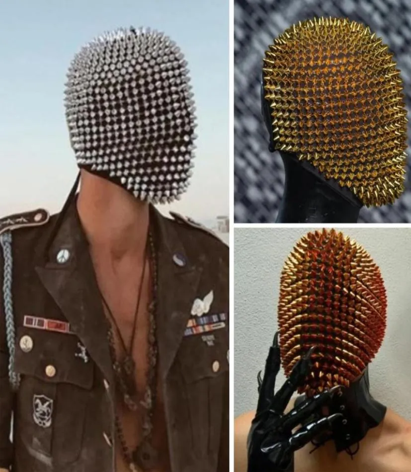 Party Masks Studded Spikes Full Face Jewel Margiela Mask Halloween Cosplay Funny Supplie Head Wear Cover6804157