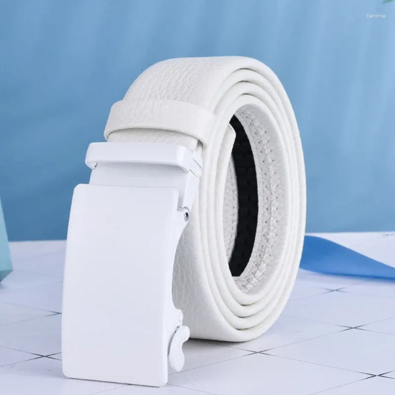 Belts White Soft Leather Belt Casual Automatic Buckle Korean Version Of Simple And Versatile First Layer Cowhide Men's