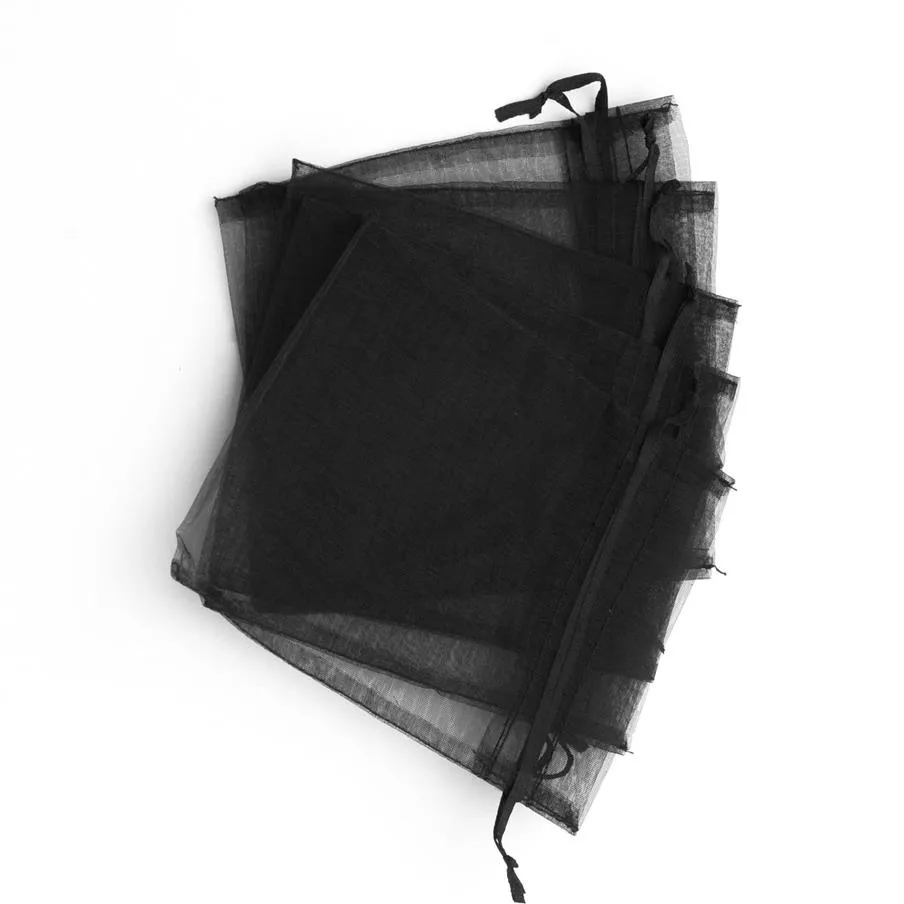 100 PCS lot Black Organza Favor Bags Wedding Jewelry Packaging Pouches Nice Gift Bags FACTORY2182