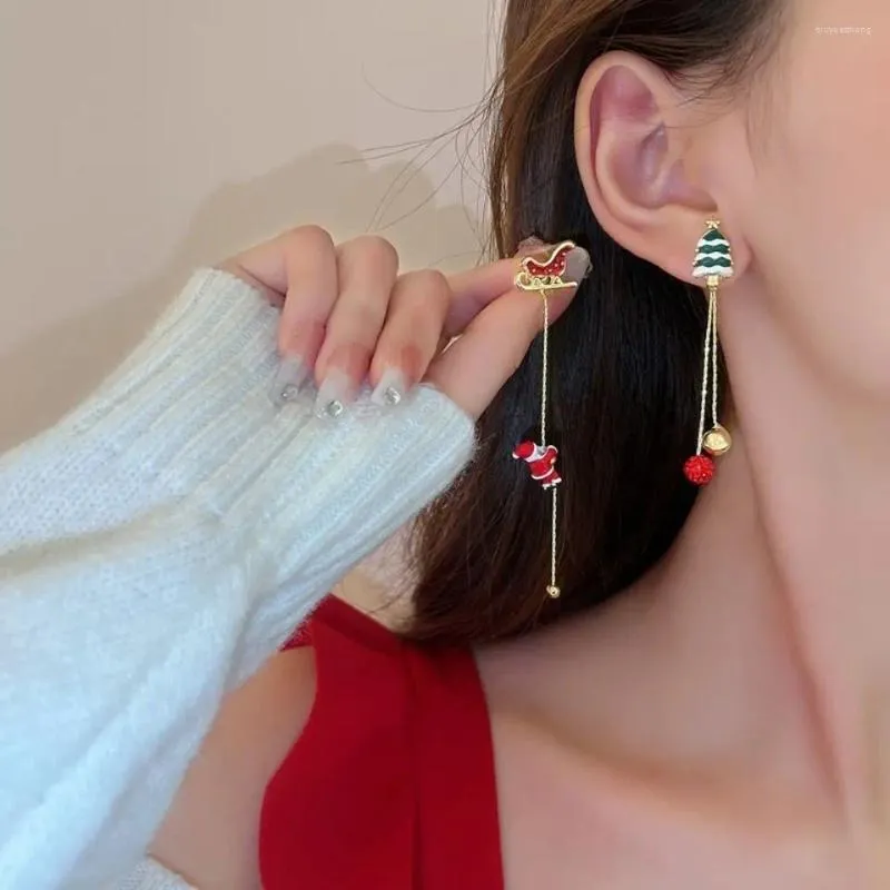 Dangle Oorbellen Ontwerp Asymmetrisch Voor Vrouwen Trendy Bijoux Kerstboom Bruin Elanden Sneeuwpop Kerstman Pendientes Kerstcadeaus