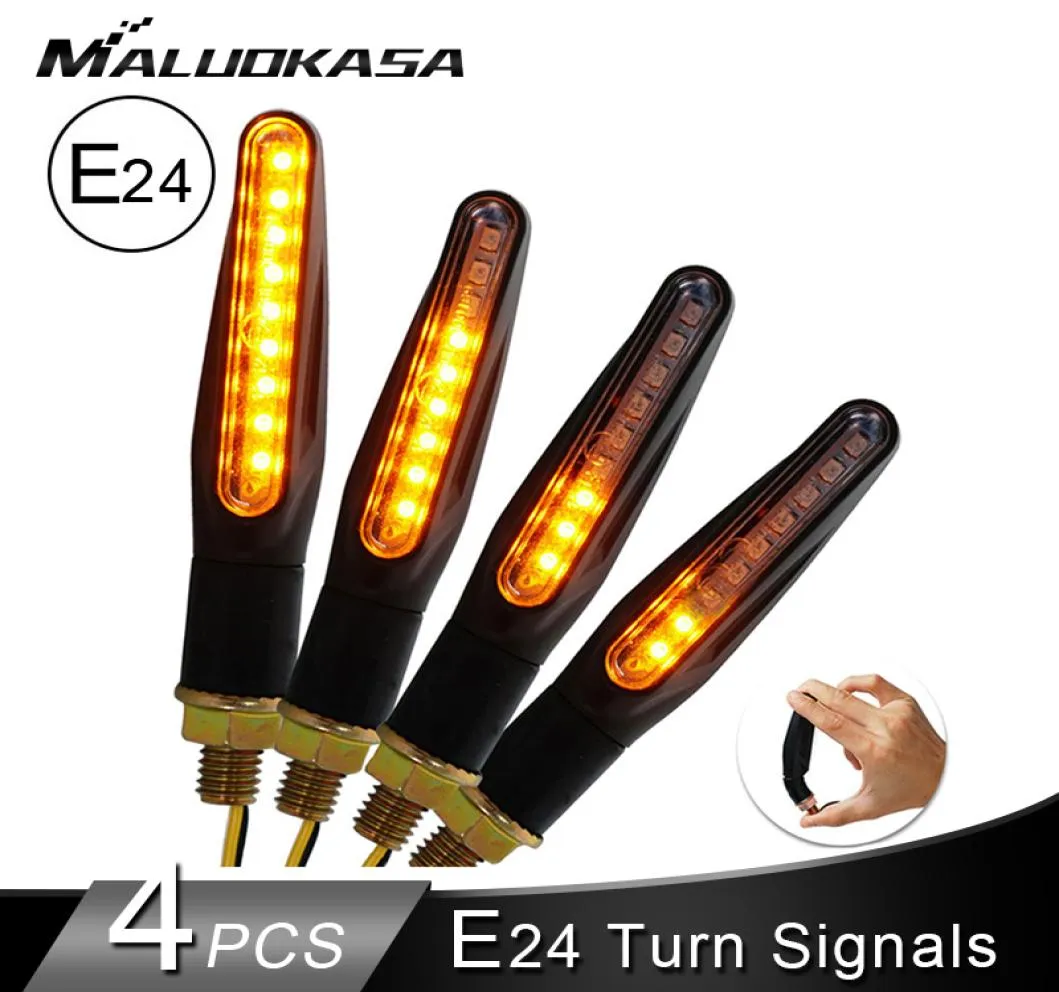 4PCS Motorcycle Turn Signals Light E24 Motorcycles Flowing Water Blinker Flashing Indicator Bendable Tail Stop Signal7517581