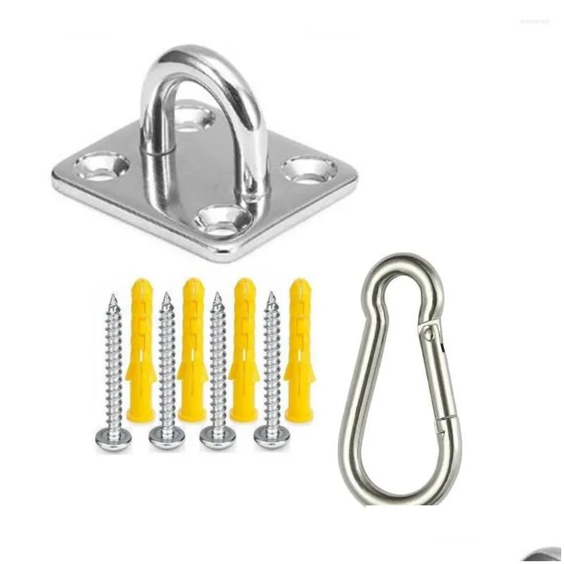 Camp Furniture 10 Sets/Pack Stainless Steel Suspension Bracket Hammock Mount Ceiling Hook Anchor Hanger For Aerial Yoga Drop Delivery Dhzu7