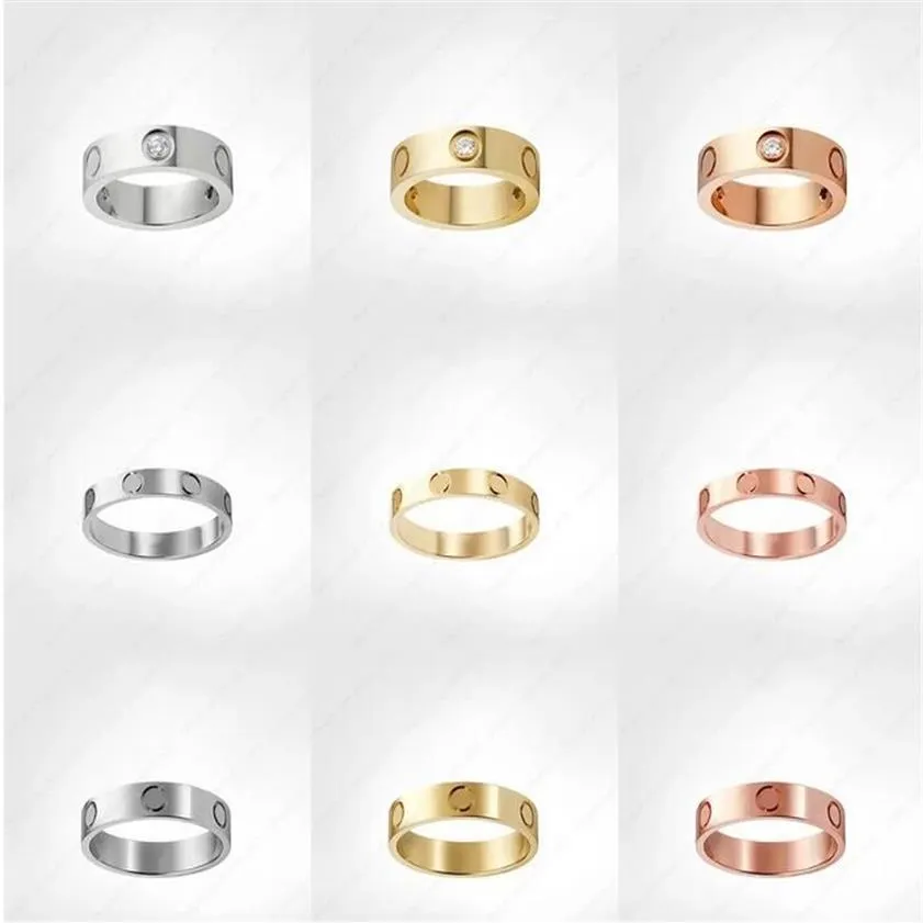 Liefde Schroef Ring heren Band Ringen 3 Diamon designer luxe sieraden dames Titanium staal Legering Verguld Ambachtelijk Goud Zilver Rose Nev284V