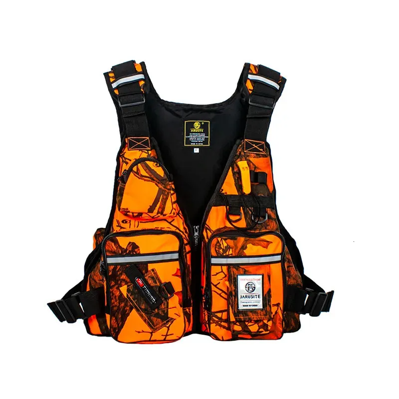 Hommes gilet de sauvetage professionnel costume de flottabilité gilets de pêche portables multi-poches imperméable pêche en mer gilet réglable 231228