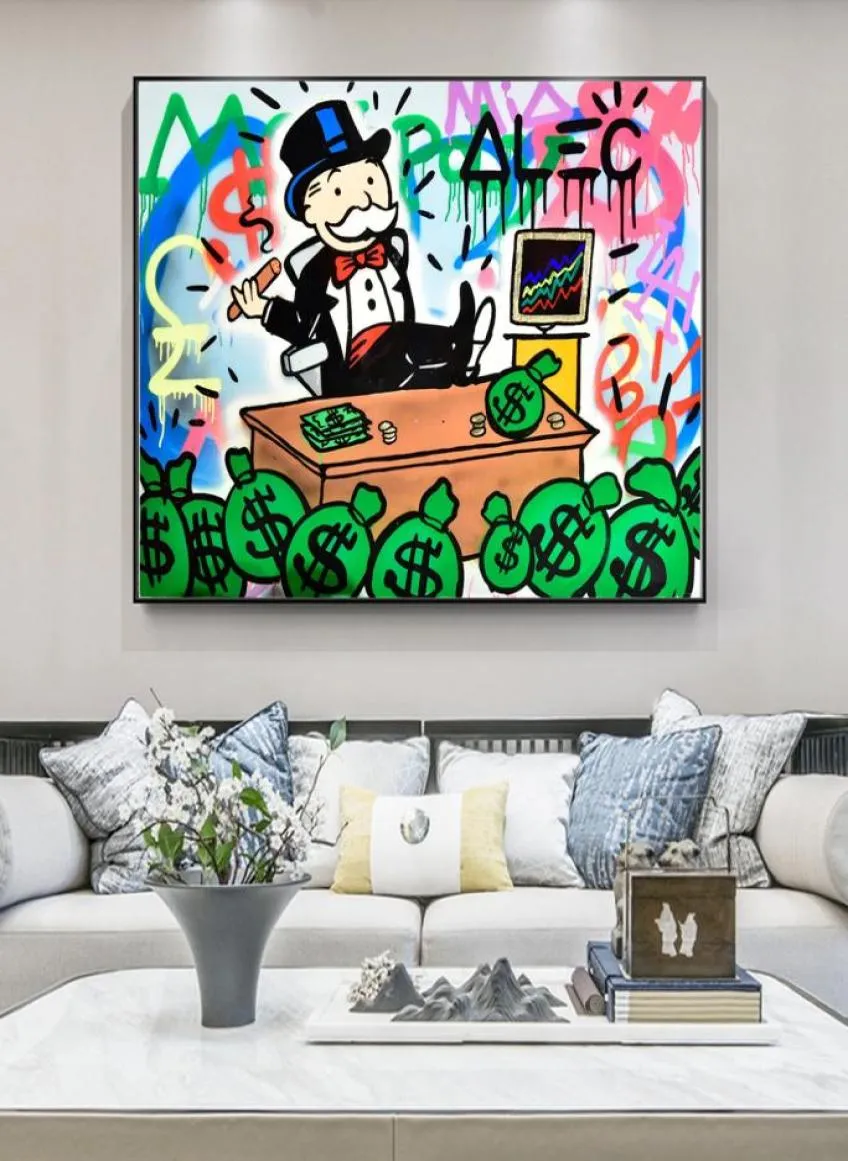 Alec Monopoly Rich Money Man Toile Peinture sur le mur Art Affiches et impressions Graffiti Art Mur Photos Décor à la maison Cuadros8279487