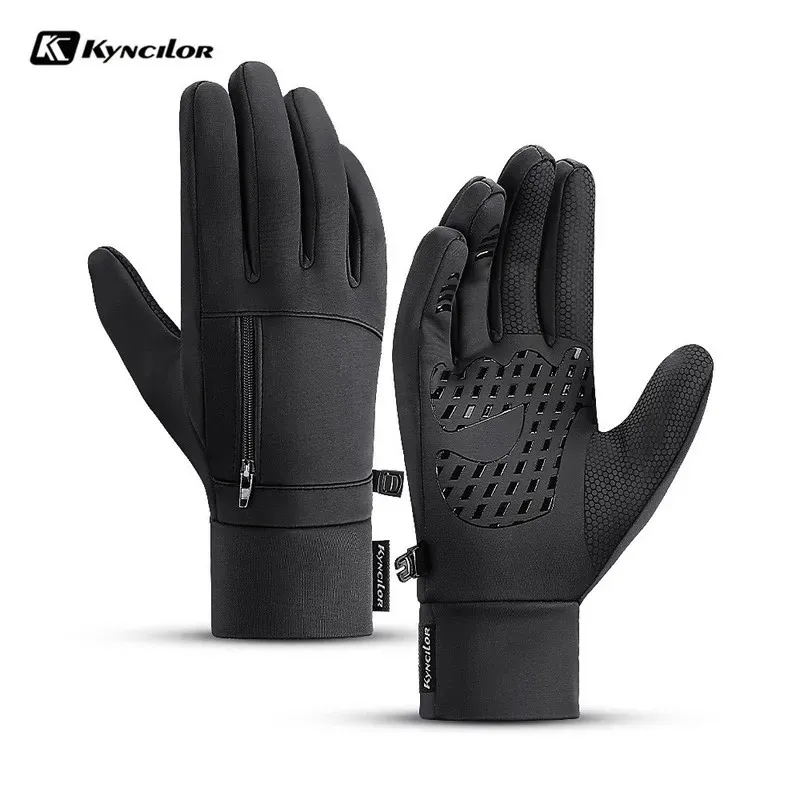 Зимние мужские и женские лыжные зимние перчатки, водонепроницаемые велосипедные теплые флисовые перчатки с длинными пальцами и небольшим карманом на молнии 231228