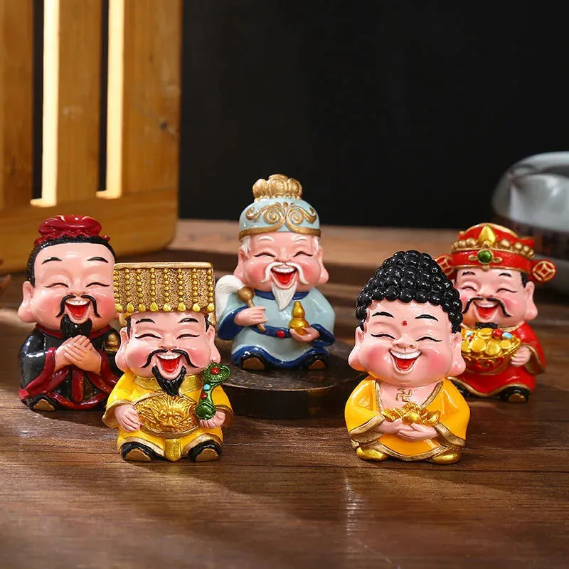 5個の樹脂の富の神マスコット装飾品馬術装飾Feng Shui Fortune God Statue Office Accessories Crafts 231228