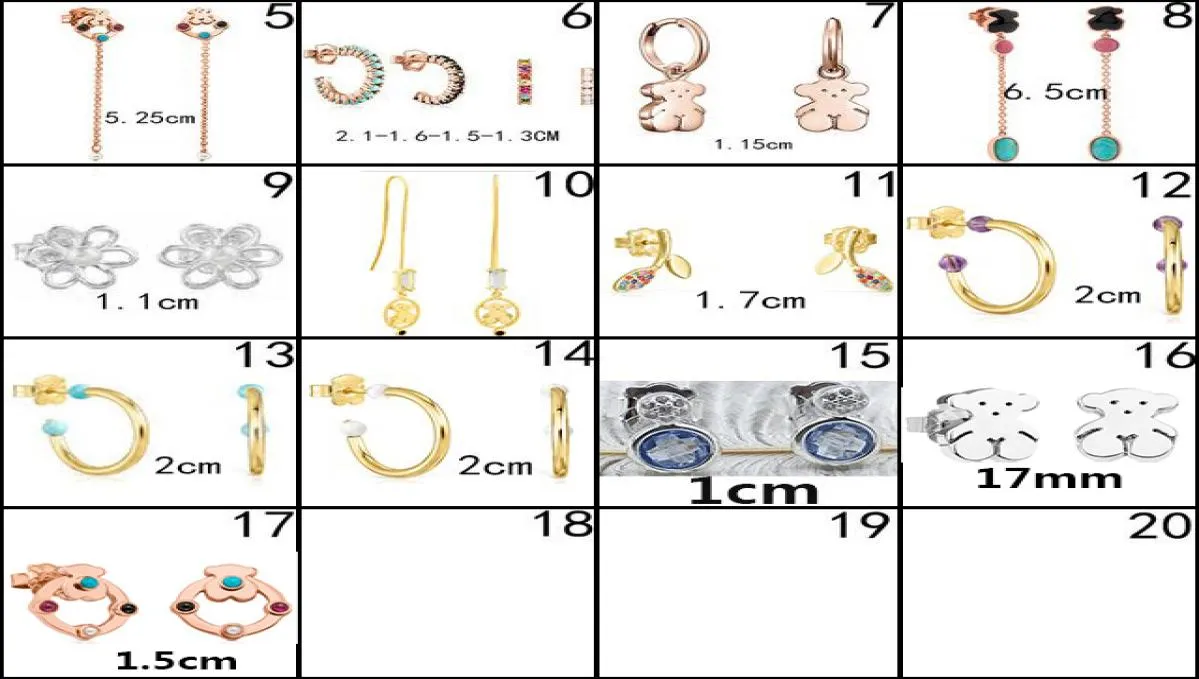 2020 100 925 Sterling Silver Bear Stud örhängen klassiska genomborrade studörhängen smycken tillverkare hela 92007595