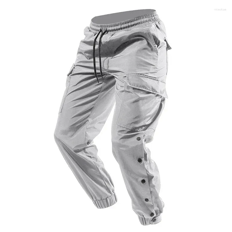 Pantaloni da uomo 2024 Uomini Thin Cargo Colore solido Fascio Piedi Lunghi Moda maschile Hip Hop Casual Streetwear Jogging Pantaloni