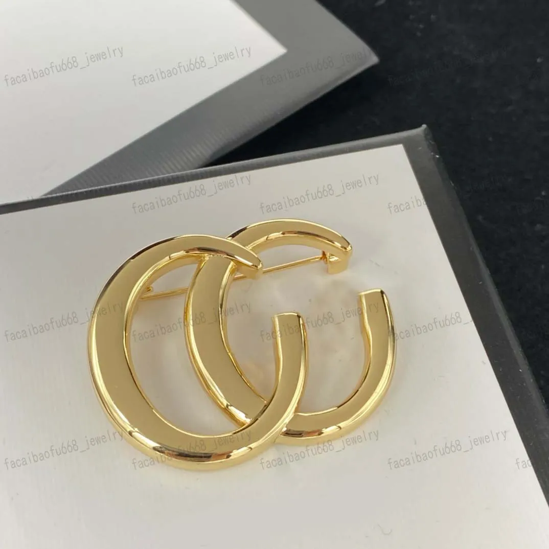 Klassiek, dubbele letter, gouden designer broche, hoogwaardig messing materiaal, mode, persoonlijkheid, mannen, vrouwen, kan gedragen worden, geschenken