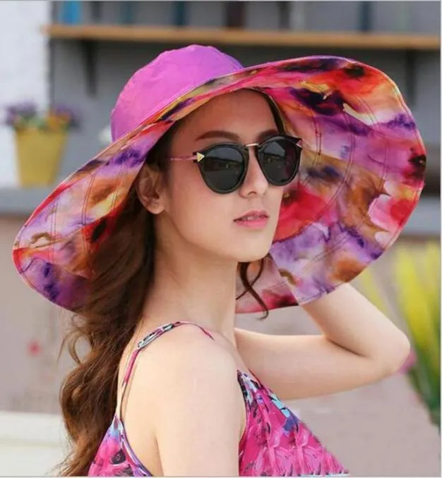 Breda brimhattar Fashion Design Flower Foldbar Brimmed Sun Hat Summer For Women Outdoor UV Protection Large Visors Beach HT51187WID2109928