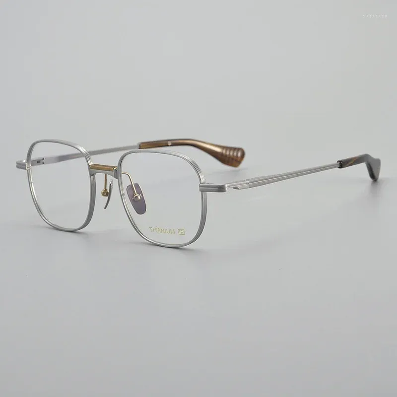 Solglasögonramar kontra två rena titanrundglasögon för män retro receptbelagda glasögon 2023 DTX151 Vintage Optical Lenses Women