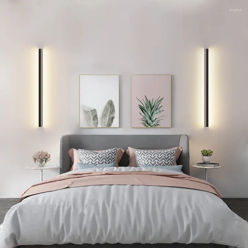 Lâmpada de parede led tira luz longa luxo simples linha luzes quarto escadas corredor estudo fundo decoração lâmpadas abajour