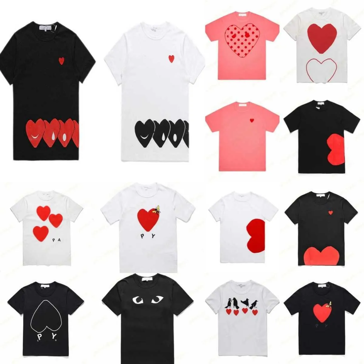 Moda Uomo Gioca t Shirt Cdg Designer Hearts Casual Donna Des Badge Garcons grafica tee cuore dietro la lettera sul petto t-shirt cg