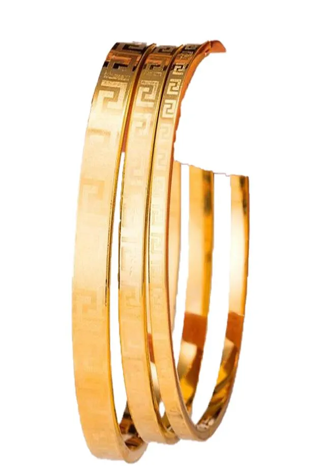 4mm 6mm 8mm famoso marchio di gioielli Pulseira braccialetto braccialetto 24K colore oro chiave greca incide braccialetto per le donne men272u2633234