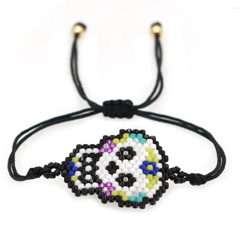 Strand frisado pulseira letras corações motivos personalizado criativo moda simples mão tricô boêmio ajustável arroz grânulo