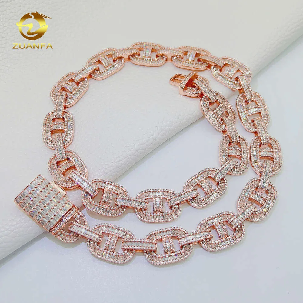 Iced Out Jewelry 15mm Miami Cuban Link Chain Personalizado Hip Hop Colar Vvs Moissanite Correntes para Homens Mulheres