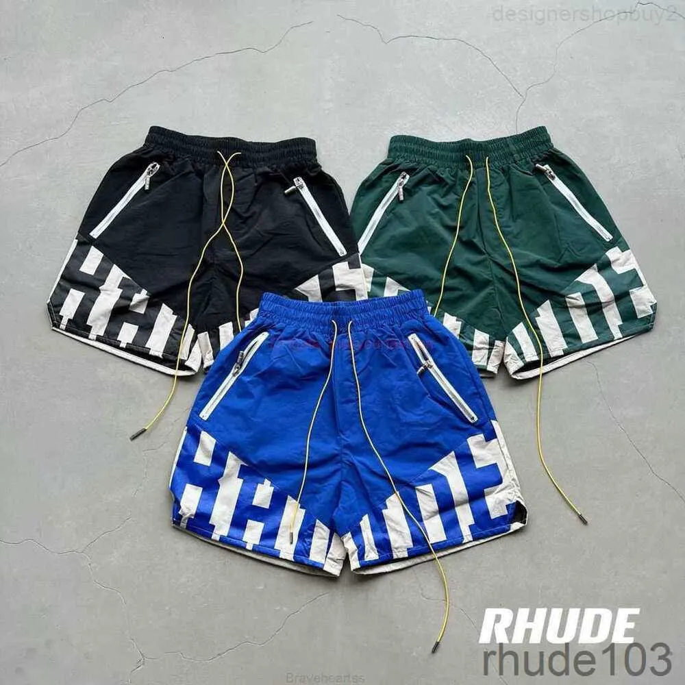 Designer Short Fashion Casual Clothing Beach Shorts Contemed Rhude 23fw High Street Heavy Industry Spleiß gewebtes Paar Loose Capris Jogger Sportswear Out FJQF