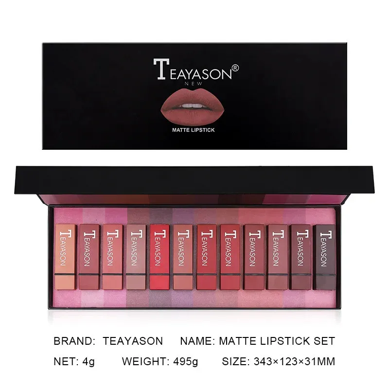 6/12PCS Femmes Mode Mat Liquide Rouge À Lèvres Ensemble Sexy Rouge Citrouille Velours Brillant À Lèvres Longue Durée Étanche Outil De Beauté Maquillages 231229