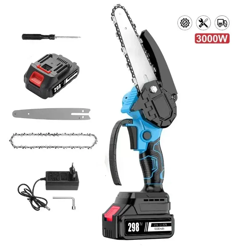 6 Inch Elektrische Kettingzaag Handheld Draagbare Kettingzaag Boom Houtsnijder Snoeien Tuin Power Tool Compatibel Batterij 231228