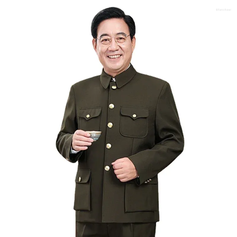 Vêtements ethniques Mao Costume Zhongshan Ensembles Hommes Traditionnel Chinois Tang Costume Multiples Poches Veste Pantalon Zedong Costumes Cadeaux Pour Papa