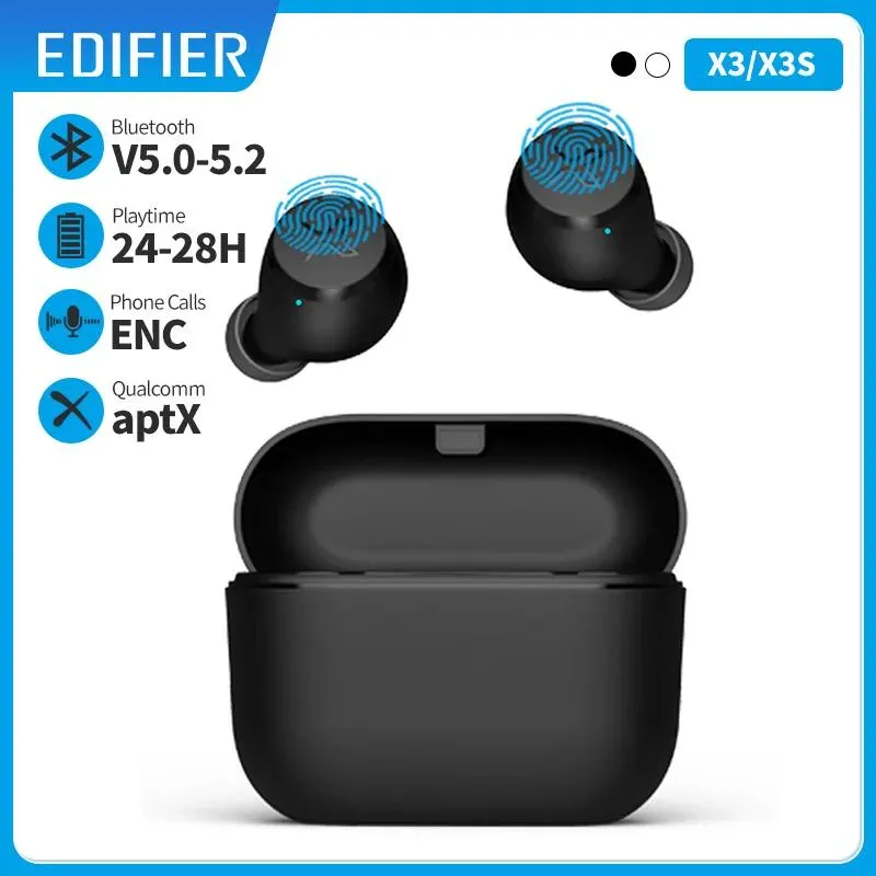 Fones de ouvido edifier x3 x3s tws wireless bluetooth fone de ouvido bluetooth 5.2 Assistente de voz Controle de toque assistente de voz até 28hrs reprodução