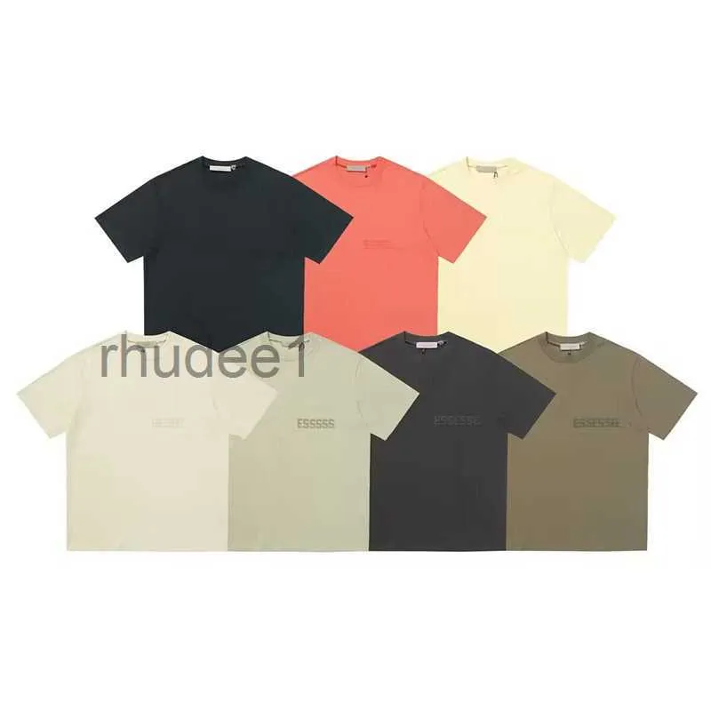 New 3d Letter t Shirt Ess Fashion Designer Men's and Women's Couple 100% Cotton Hot Melt Printing Eu Size Street Wear Wholesale Price 23 Colours A3XC