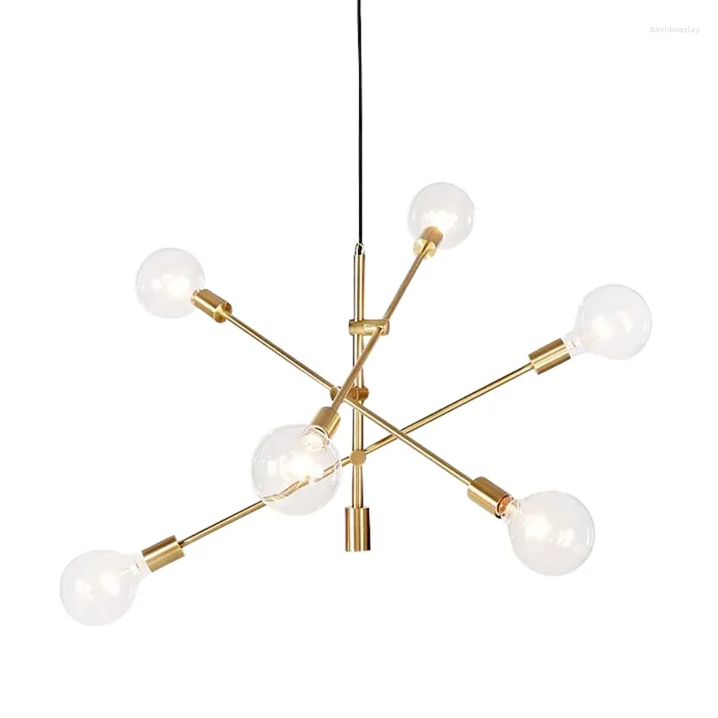 Ljuskrona Post Modern LED Chandelier Lighting 6 Head E27 BULB CREATIVE HANGING Living Room Sovrum Matsal Vitt 6W Lamp