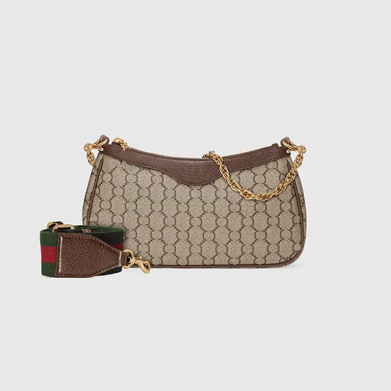 Luxury Designer Ophidia Beige Leather Shoulder Bag With Double Letter ...