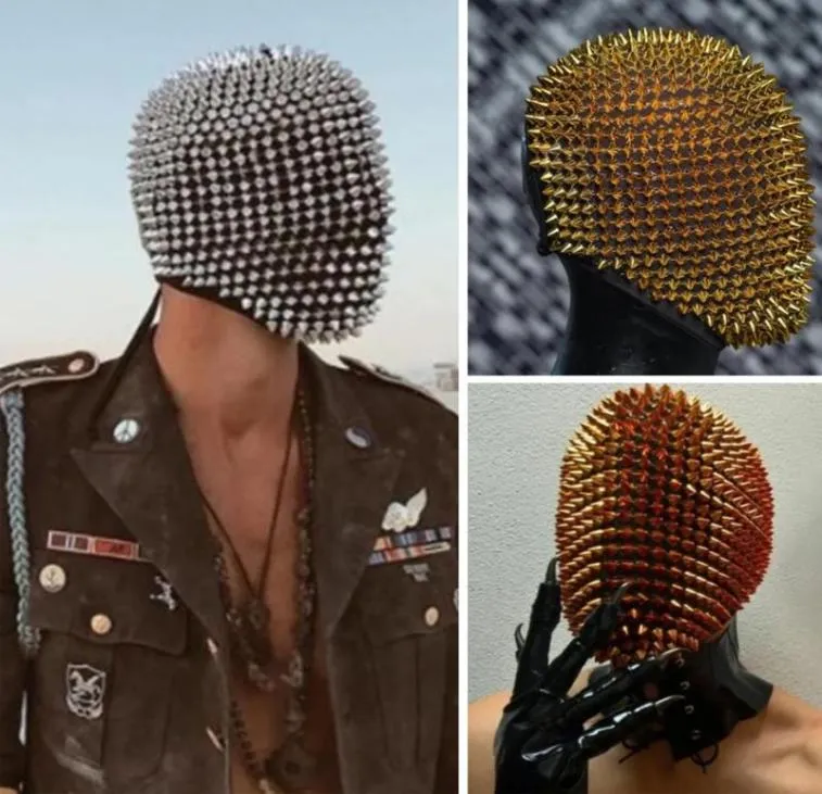 Party Masks Studded Spikes Full Face Jewel Margiela Mask Halloween Cosplay Funny Suppie Head Wear Cover9949141