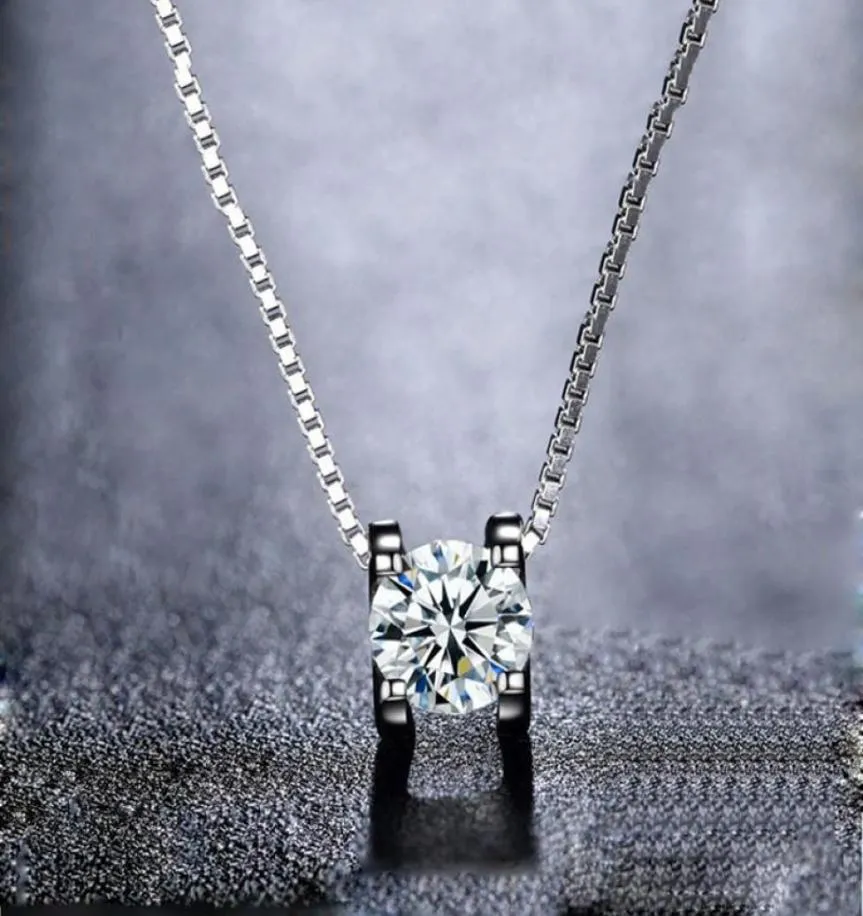 BoeyCjr 925 Silver 05CT1CT2CT F Color Moissanite VVS zaręczyny Elegancki naszyjnik wiszący ślub