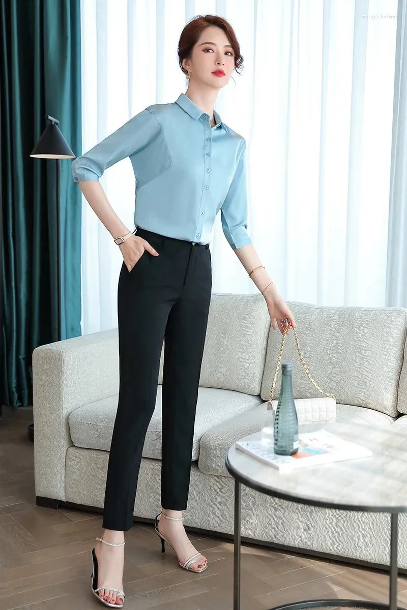 Women s Summer Formal Blouse and Pantsuit Set White Half Sleeve Polyester  from Dhgate Women's Blouses & Shirts - price 51.62